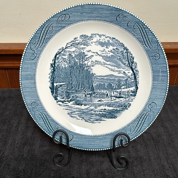 currier & Ives Other - Vintage 12” Currier & Ives Blue by Royal China USA Platter